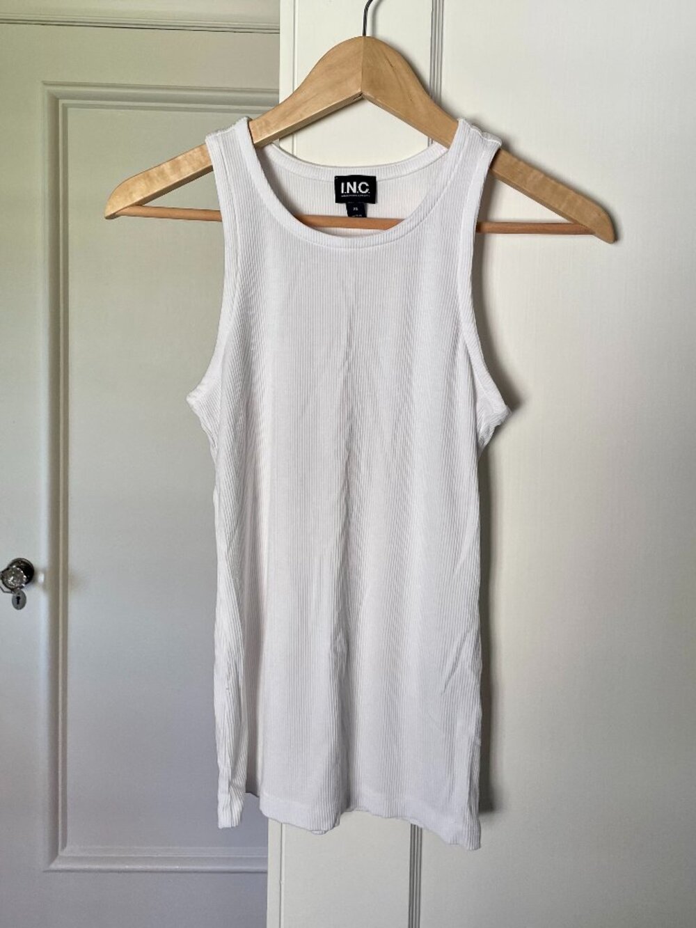 INC White Ribbed Racerback Tank - Picture 3 of 8